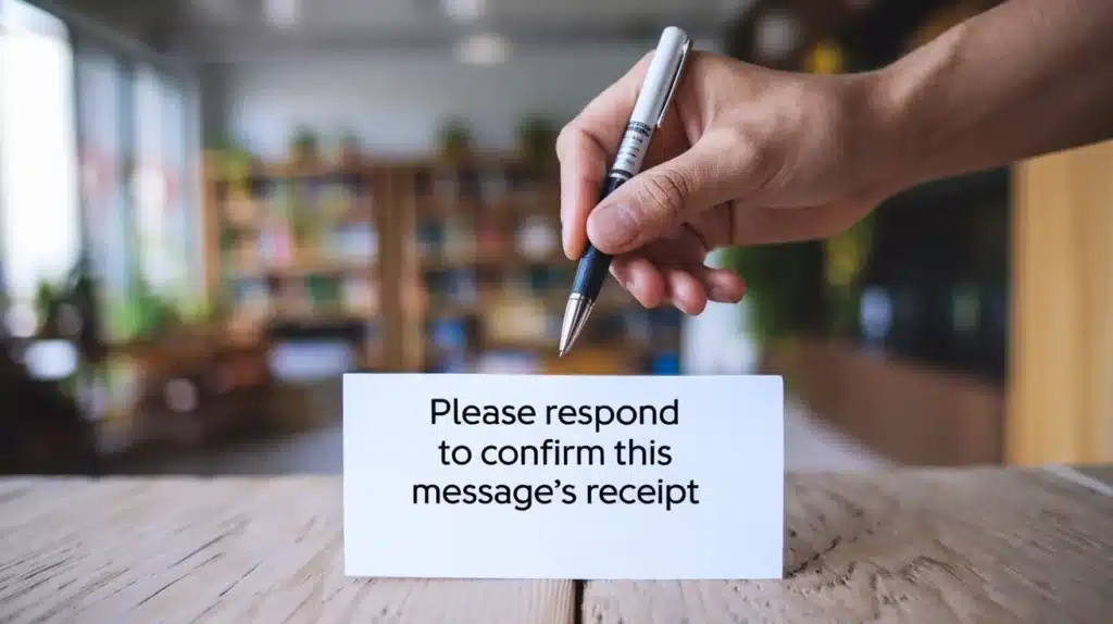 "Please respond to confirm this message's receipt"