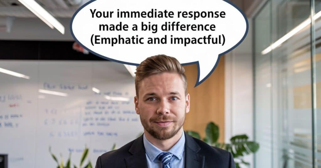 Your Immediate Response Made a Big Difference (Emphatic and Impactful)