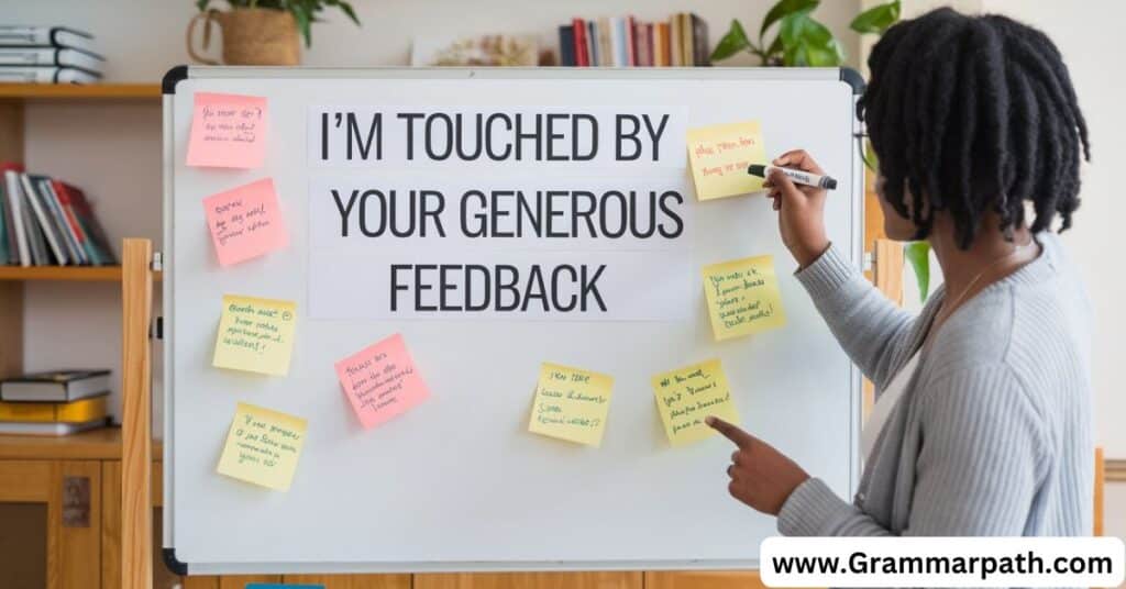 "I'm touched by your generous feedback"