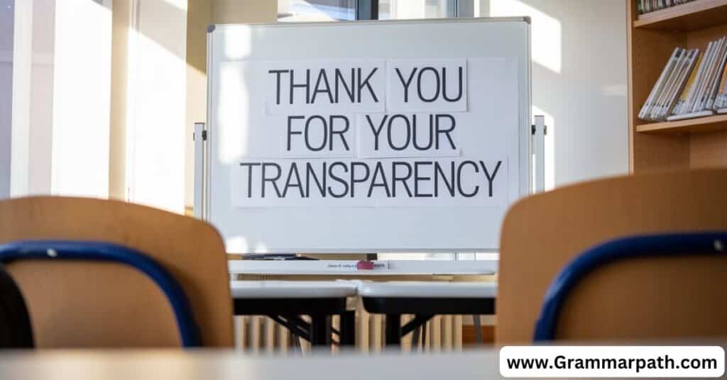 Thank you for your transparency